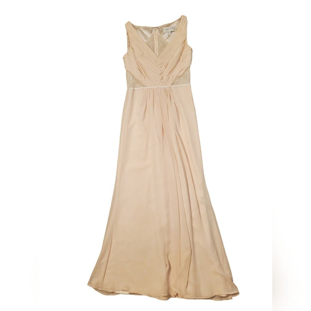Monique Lhuillier Luna Maxi Dress with Lace in Blush Sz 8